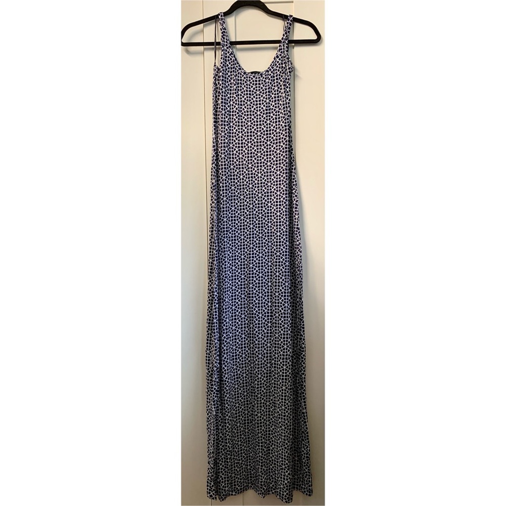 Tart Maxi Dress in Navy and White.